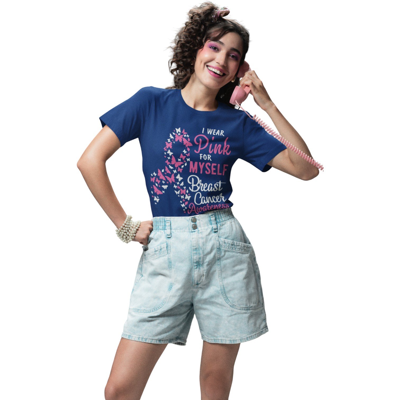 “I Wear Pink for Myself” Breast Cancer Awareness Tee - Image 2