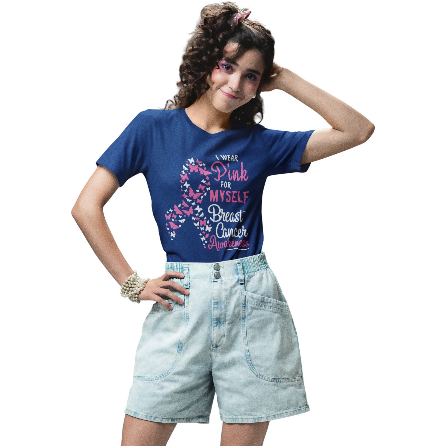 “I Wear Pink for Myself” Breast Cancer Awareness Tee - Image 6