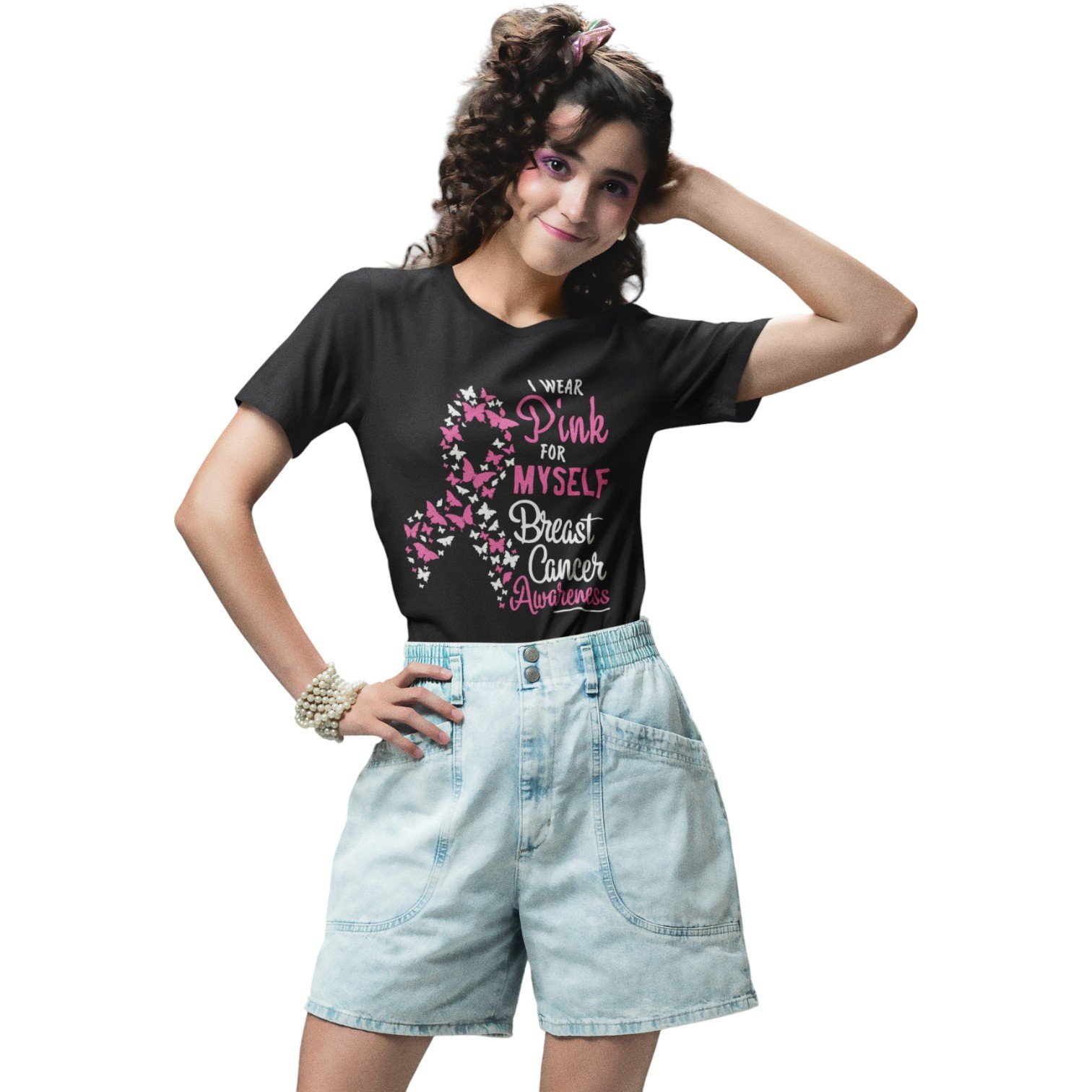 “I Wear Pink for Myself” Breast Cancer Awareness Tee - Image 7