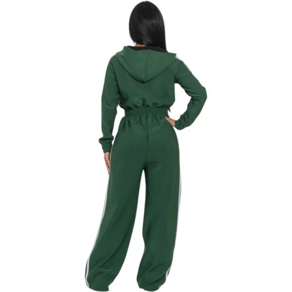 Women’s Luxe Stripe Jumpsuit – Zip-Up Hooded One-Piece - Image 10