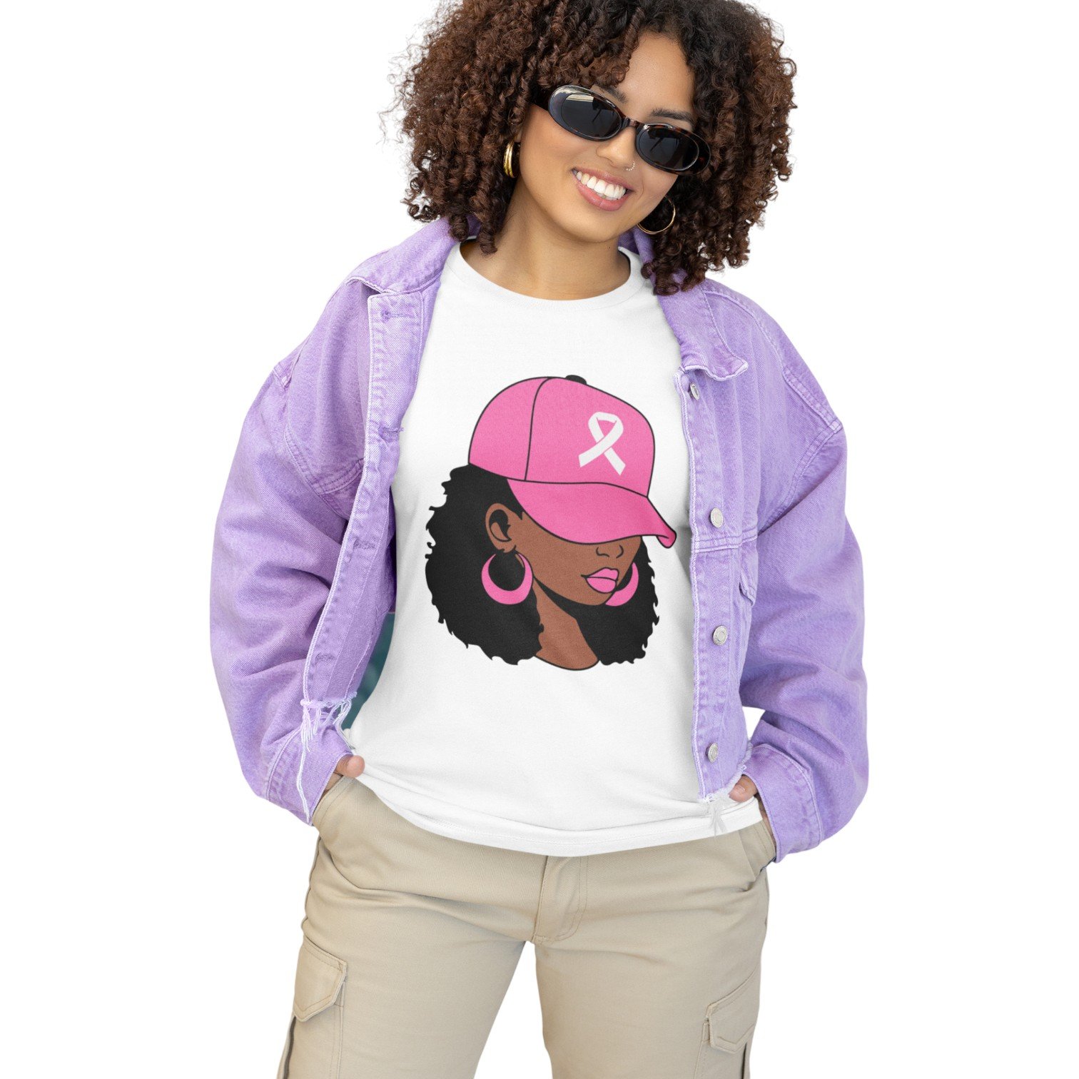 “Pink Cap Queen” Breast Cancer Awareness Tee - Image 10