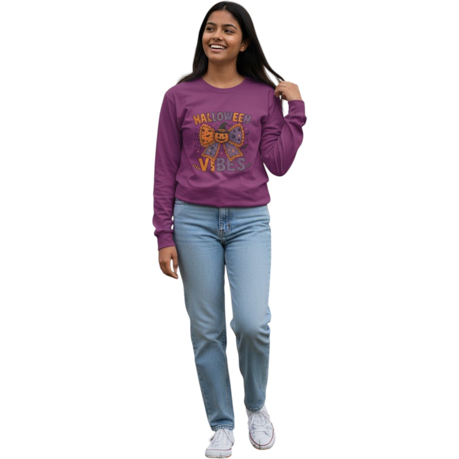 Halloween Vibes Long Sleeve Tee – Cute & Spooky Edition - Image 5
