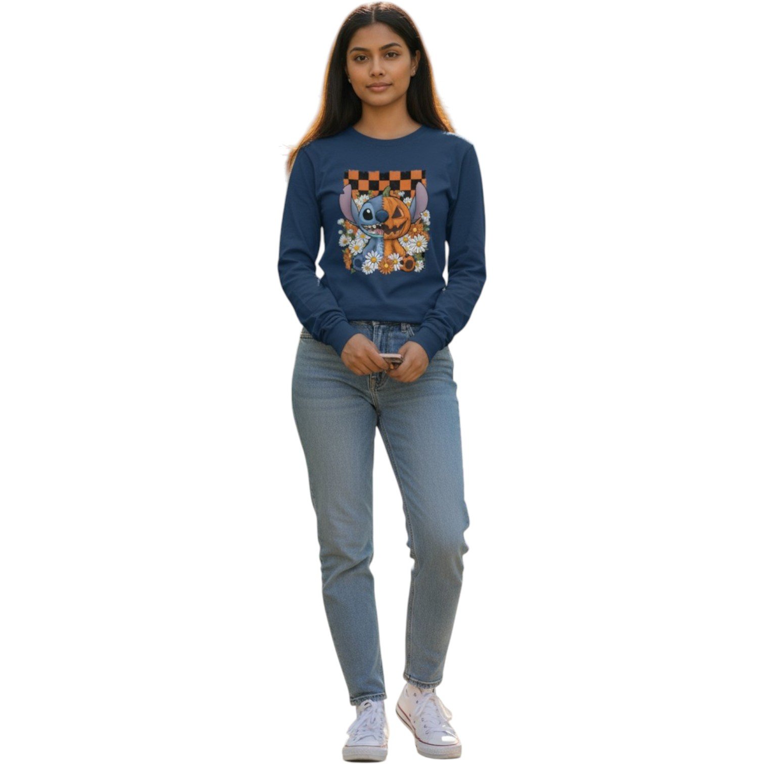 “Spooky Stitch & Sunflowers” Long Sleeve Tee - Image 4