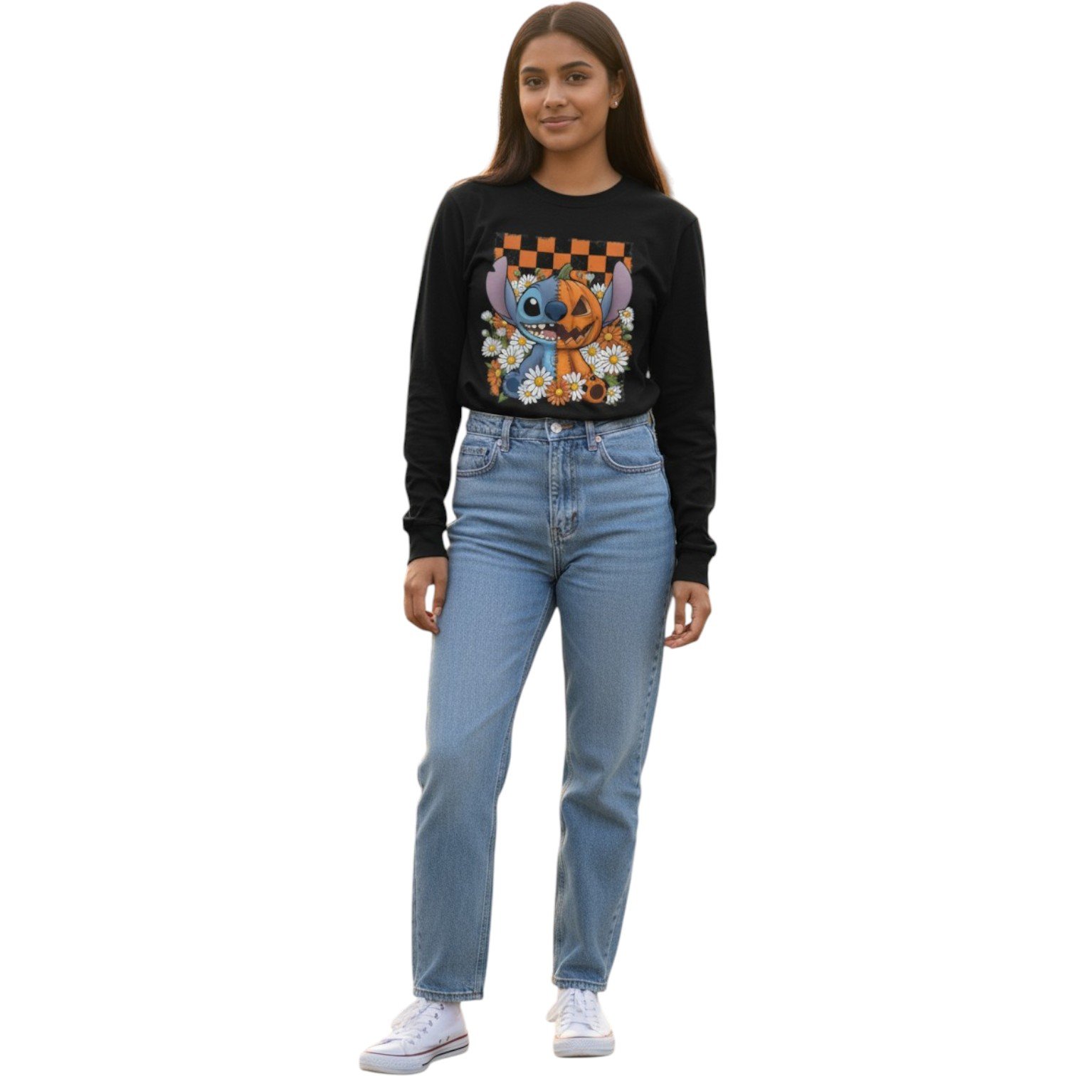 “Spooky Stitch & Sunflowers” Long Sleeve Tee - Image 5