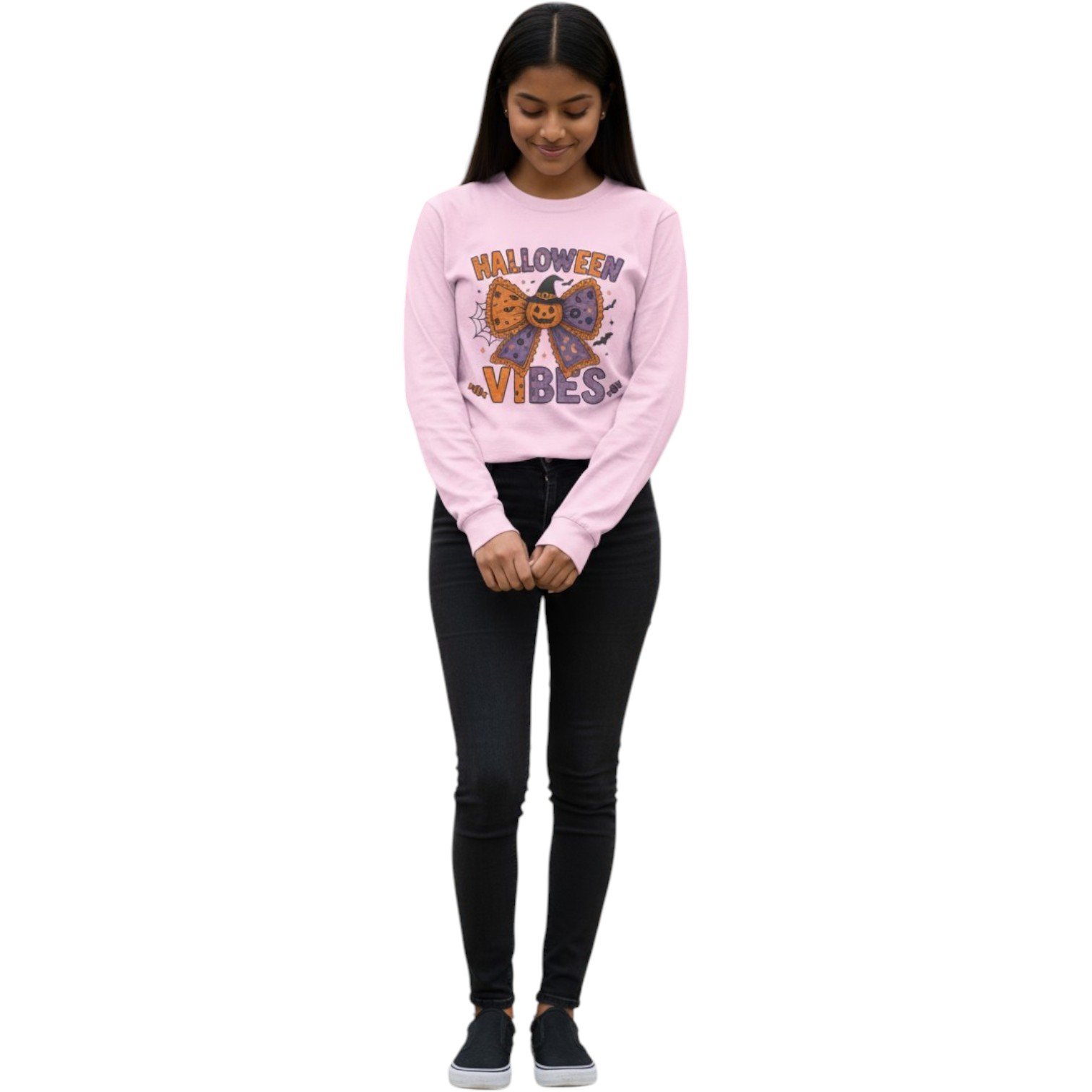 Halloween Vibes Long Sleeve Tee – Cute & Spooky Edition - Image 6