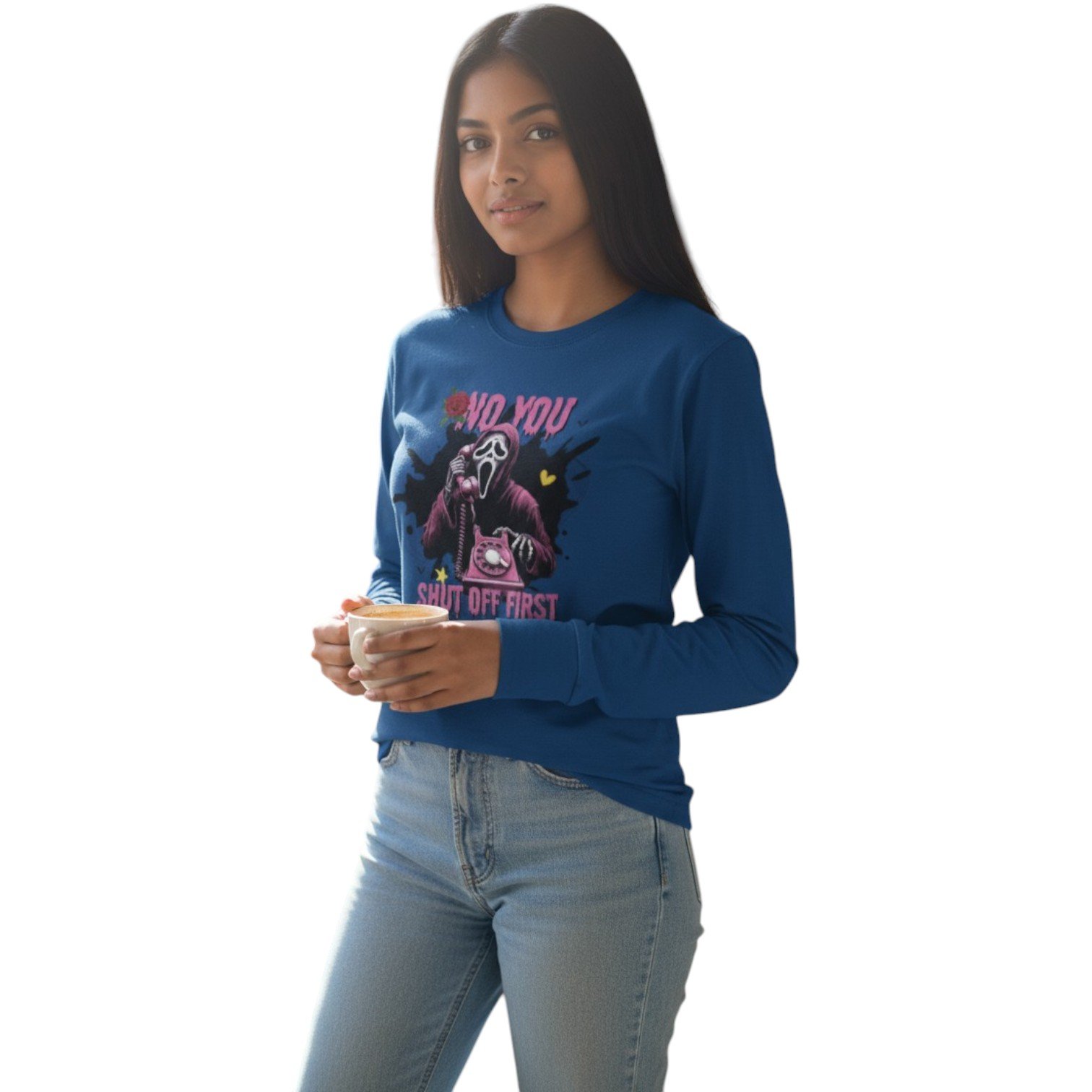 “No, You Shut Off First” Halloween Long Sleeve Tee - Image 3