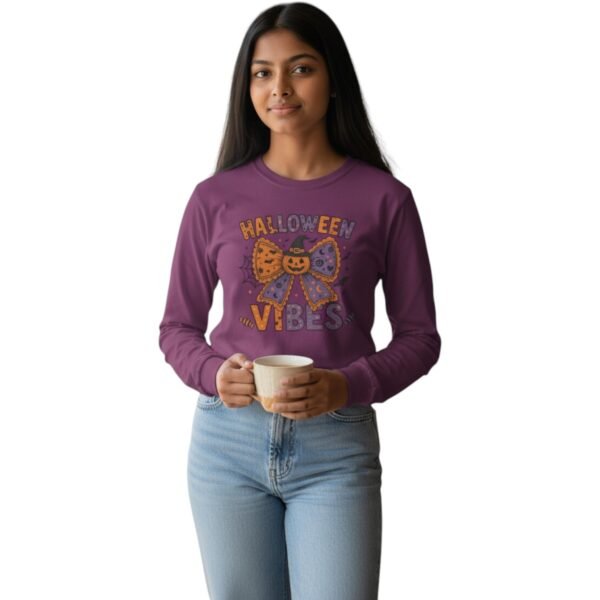 Halloween Vibes Long Sleeve Tee – Cute & Spooky Edition - Image 3