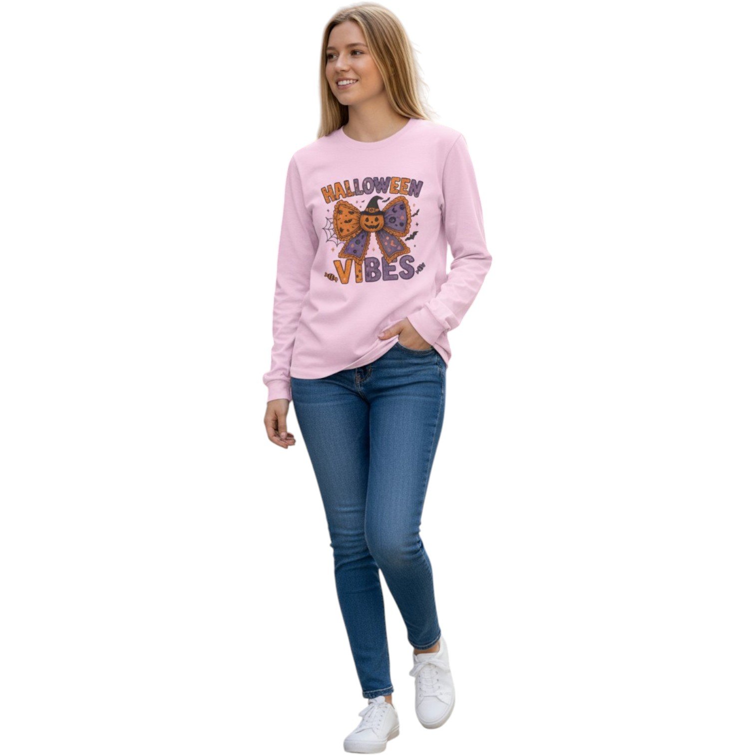 Halloween Vibes Long Sleeve Tee – Cute & Spooky Edition - Image 8