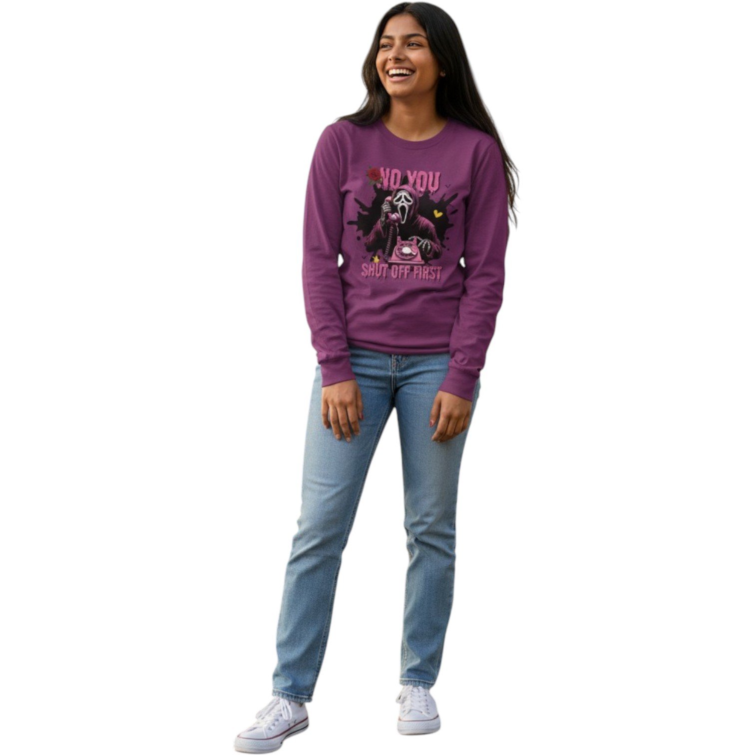 “No, You Shut Off First” Halloween Long Sleeve Tee - Image 6
