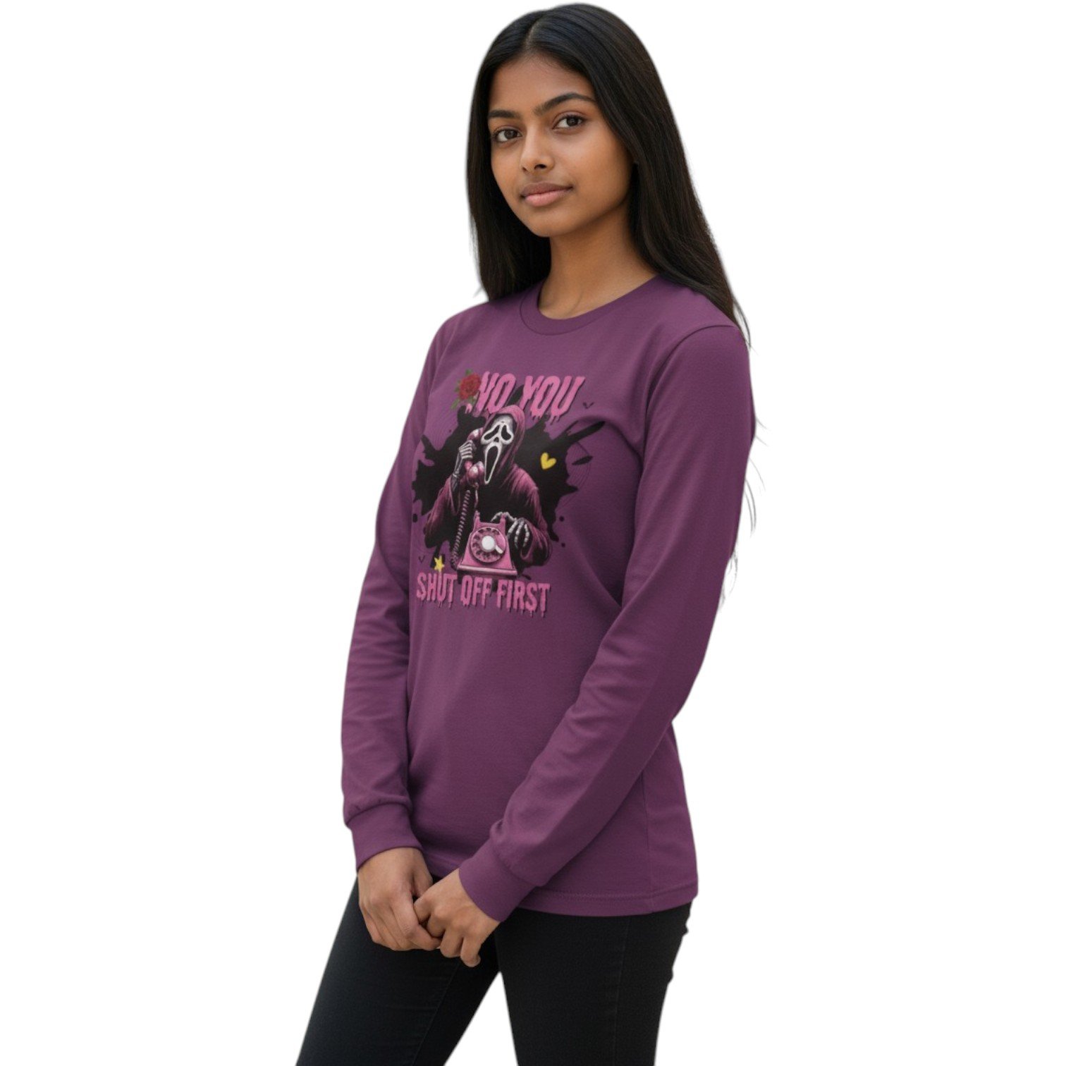 “No, You Shut Off First” Halloween Long Sleeve Tee - Image 4