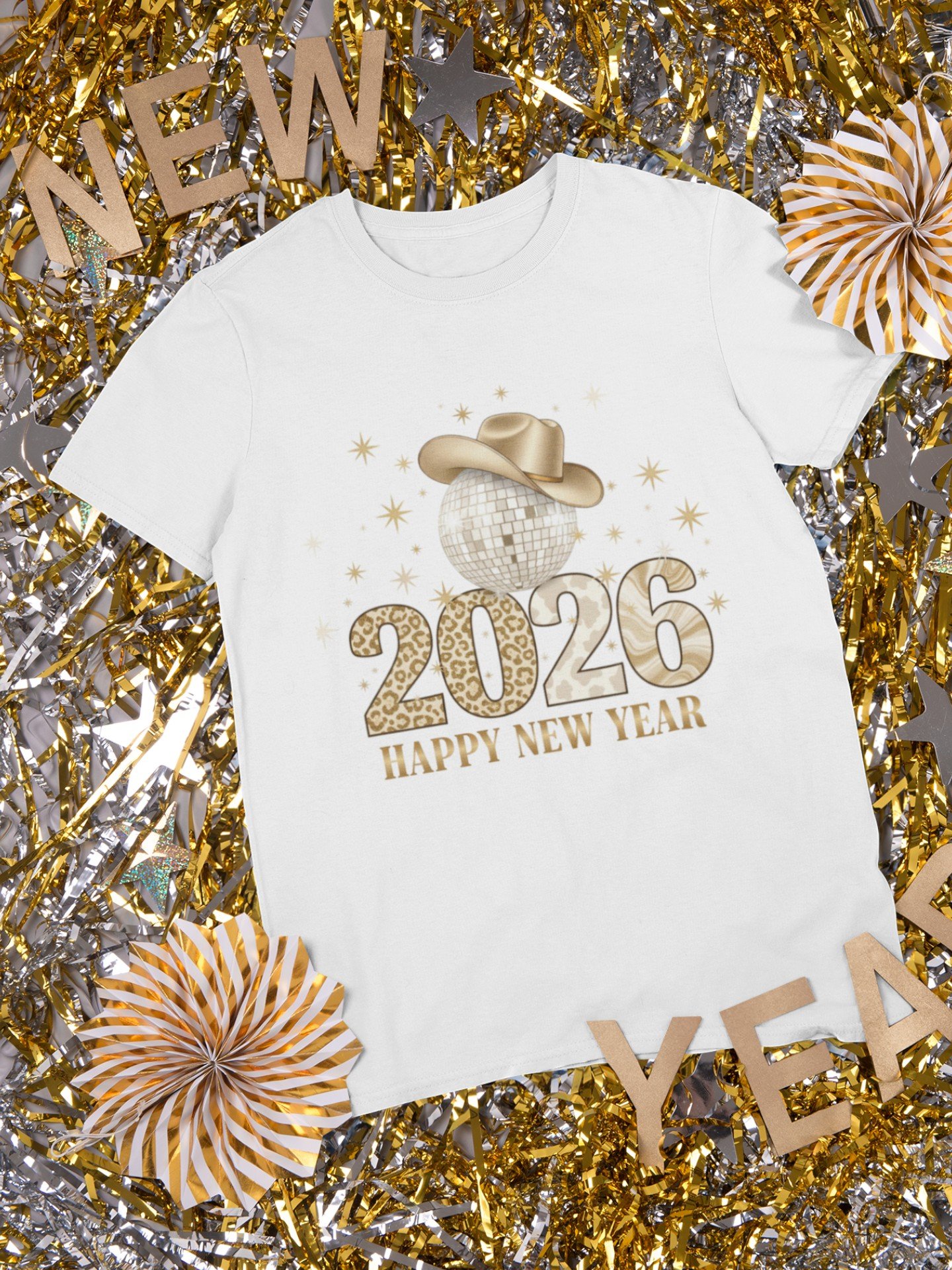 2026 Happy New Year Disco Cowboy Tee - Image 2