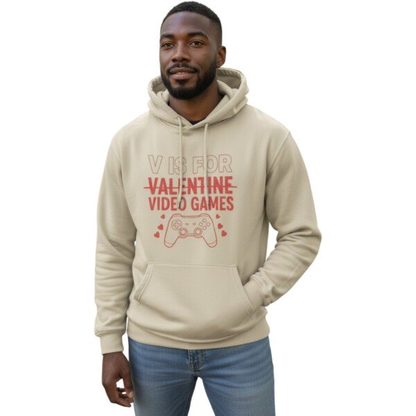 V Is for Valentine Video Games Hoodie – Funny Gamer Valentine’s Day Unisex Sweatshirt