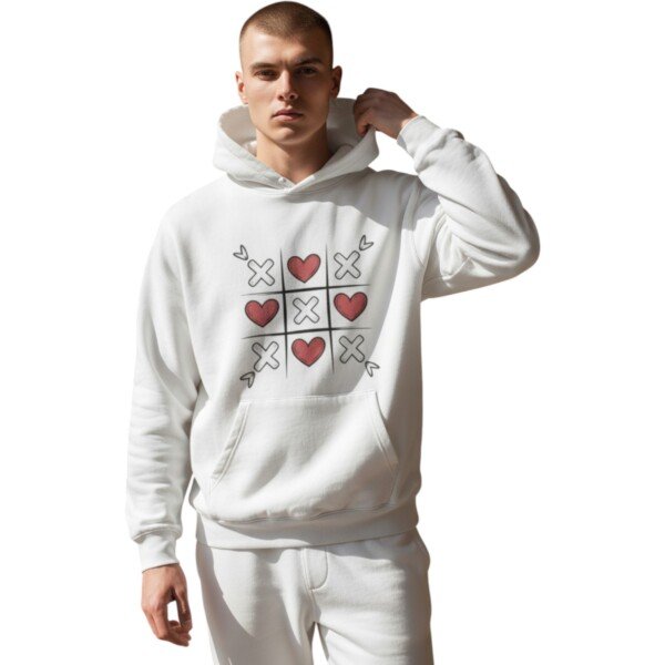Love Wins Tic-Tac-Toe Hoodie – Valentine’s Day Heart Game Unisex